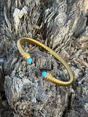 Gold Twisted Turquoise Cuff Bracelet