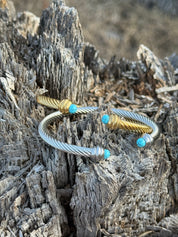 Gold Twisted Turquoise Cuff Bracelet