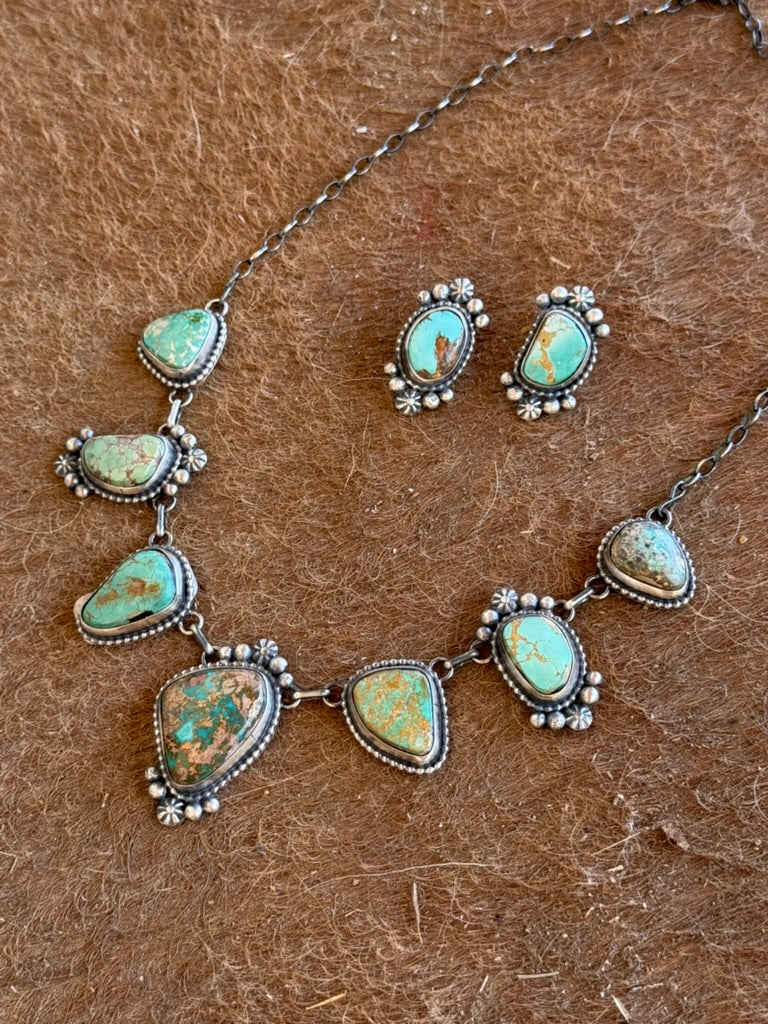 Royston Turquoise Chain Necklace and Earrings Set