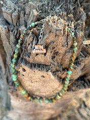 Sterling Silver Round Graduated Turquoise Beaded Necklace