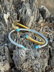 Gold Twisted Turquoise Cuff Bracelet