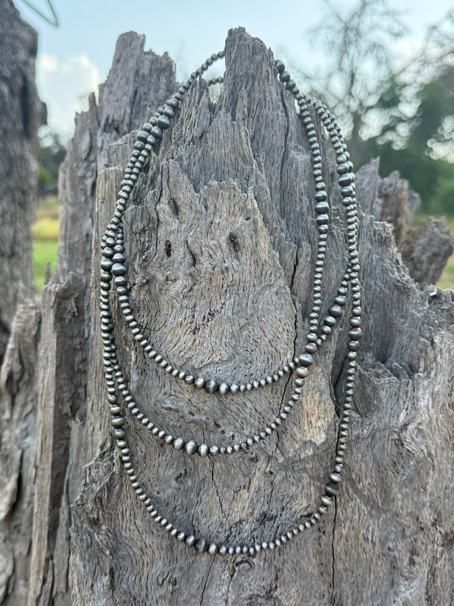 60" Sundance Canyon Silver Beaded Necklace