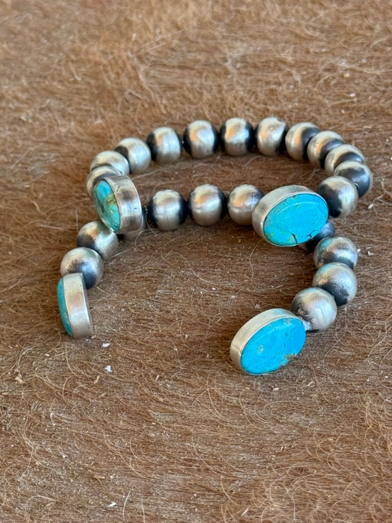 Authentic Royston Twin Stone Beaded Cuff Bracelet