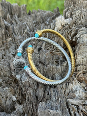 Silver Twisted Turquoise Cuff Bracelet