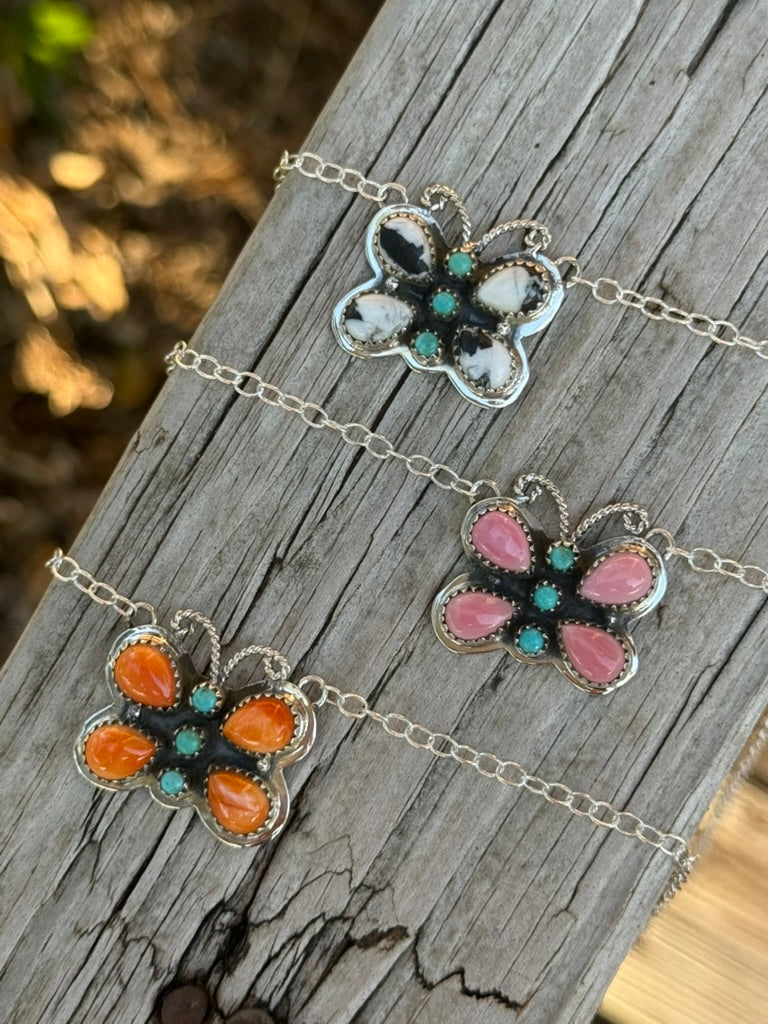 Authentic Multi Stone Butterfly Necklace