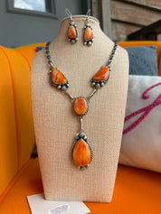 Spiny Lariat Necklace And Earring Set