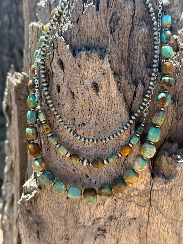 Sterling Silver Desert Sage Turquoise Beaded Necklace