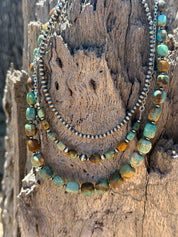 Sterling Silver Desert Sage Turquoise Beaded Necklace