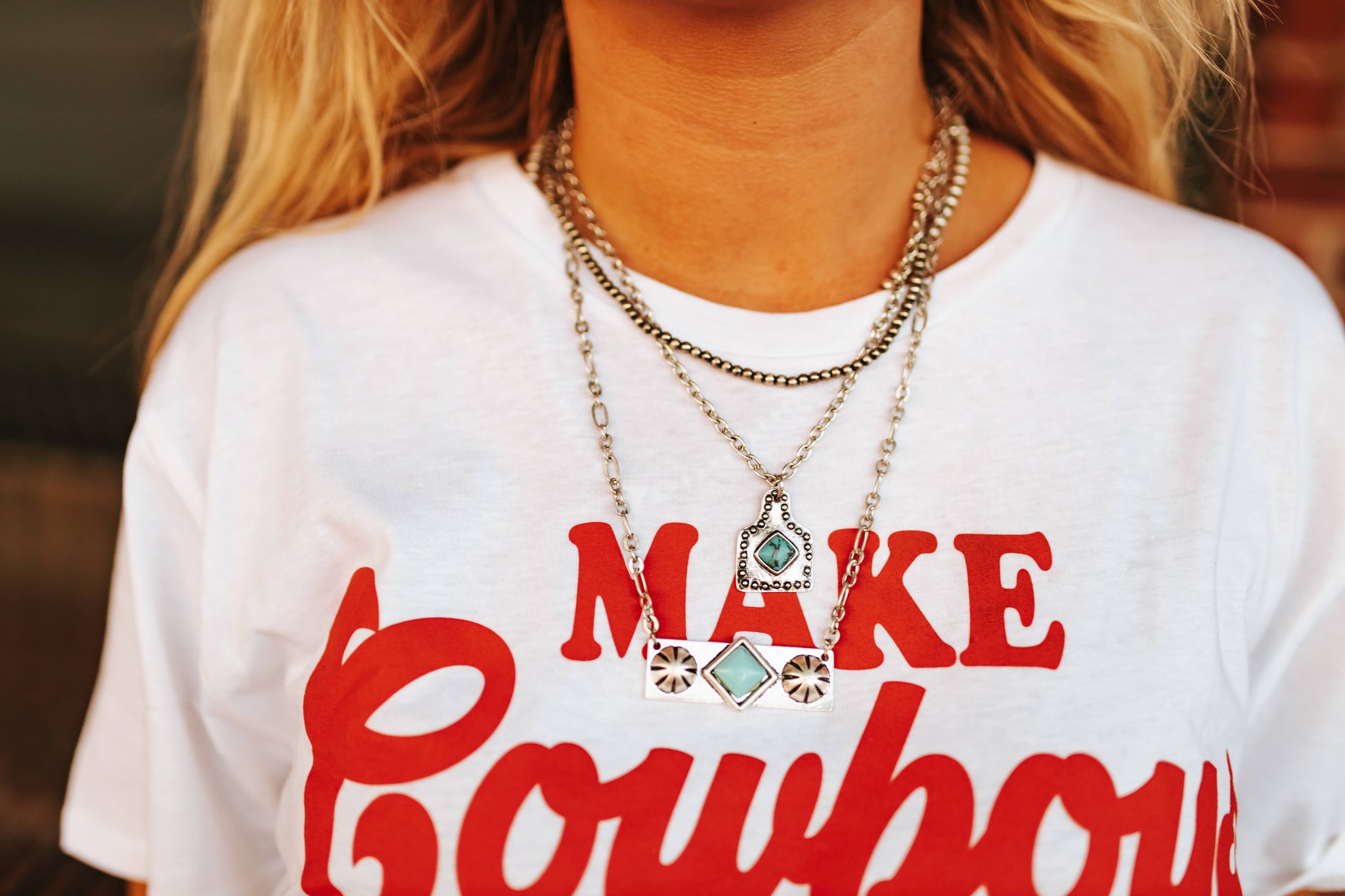 Layered Cattle Tag Necklace Set