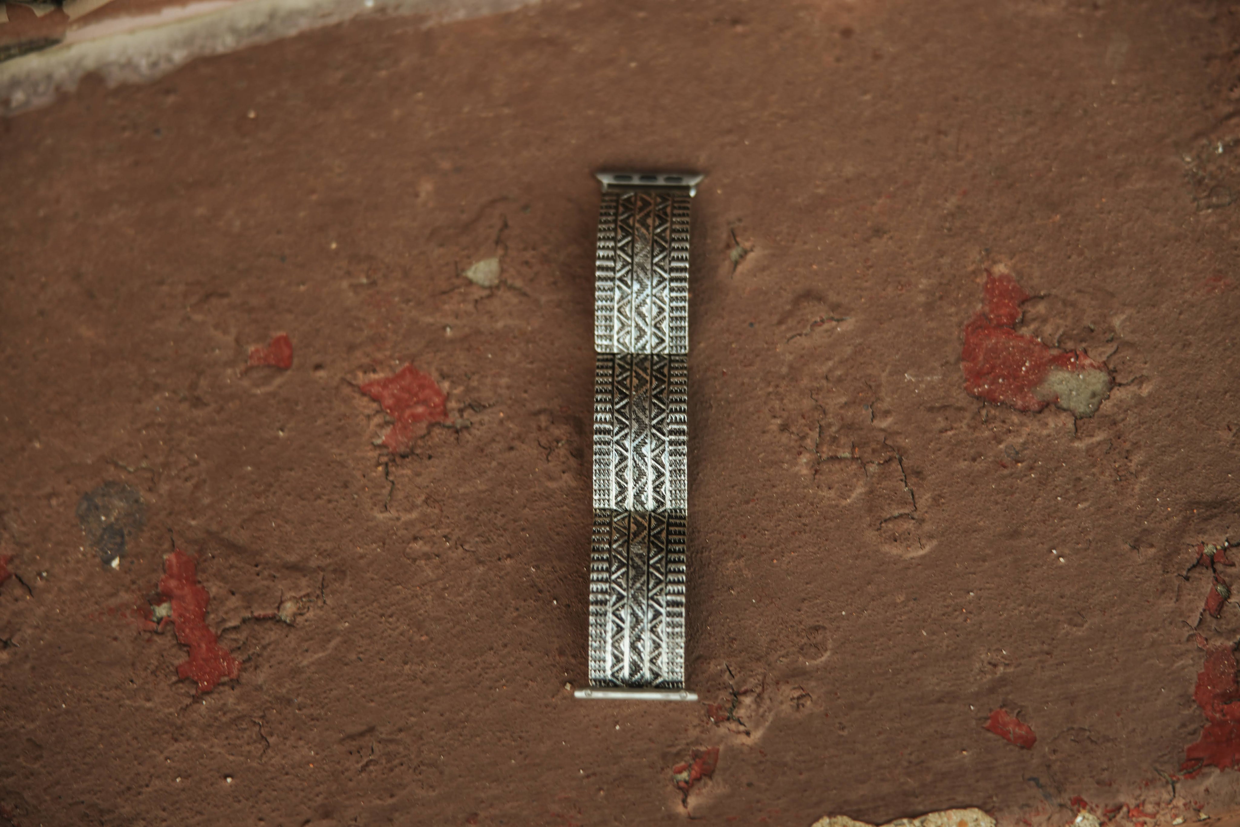 Silver Aztec Apple Watch Stretch Band