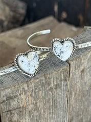 White Buffalo Heart Stone Cuff