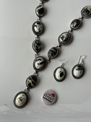 White Buffalo Lariat Necklace and Earring Set