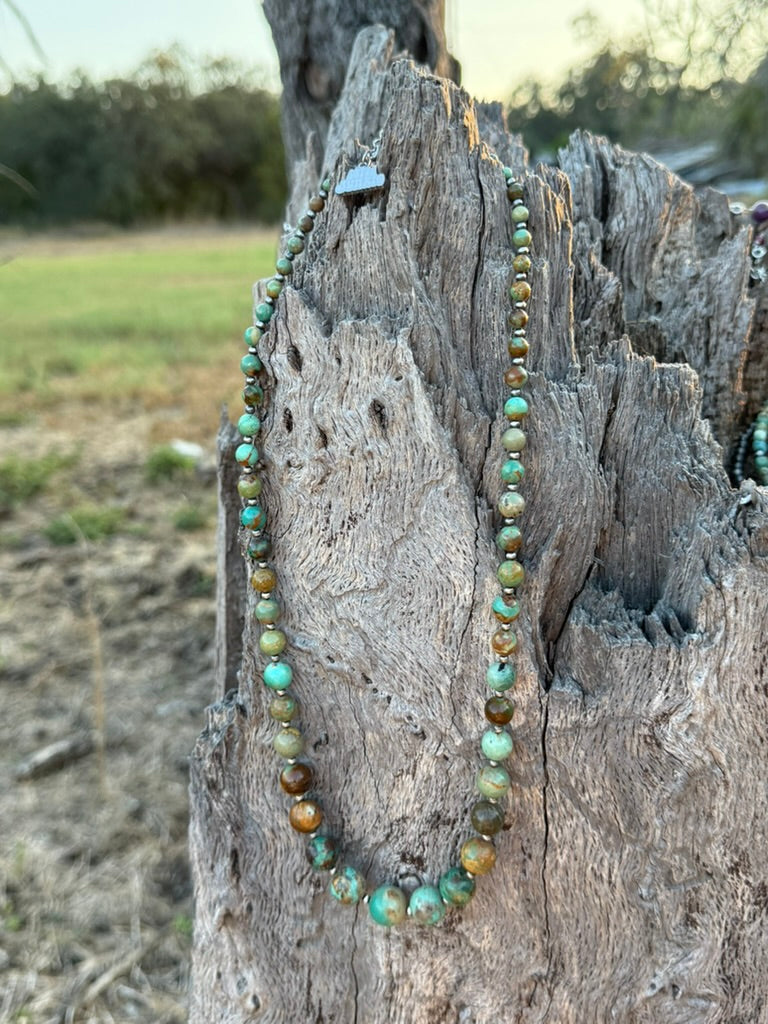 Round Graduated Turquoise Beaded Necklace