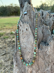 Sterling Silver Round Graduated Turquoise Beaded Necklace