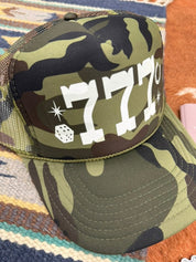 777 Lucky Number Camo Trucker Hat