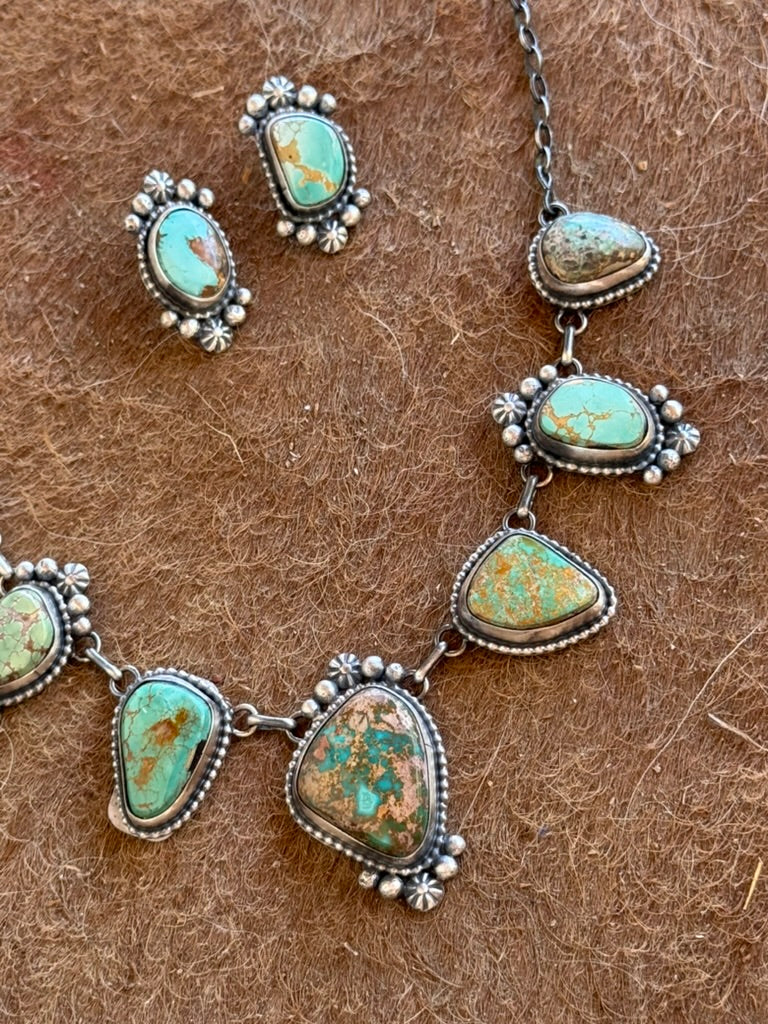 Royston Turquoise Chain Necklace and Earrings Set