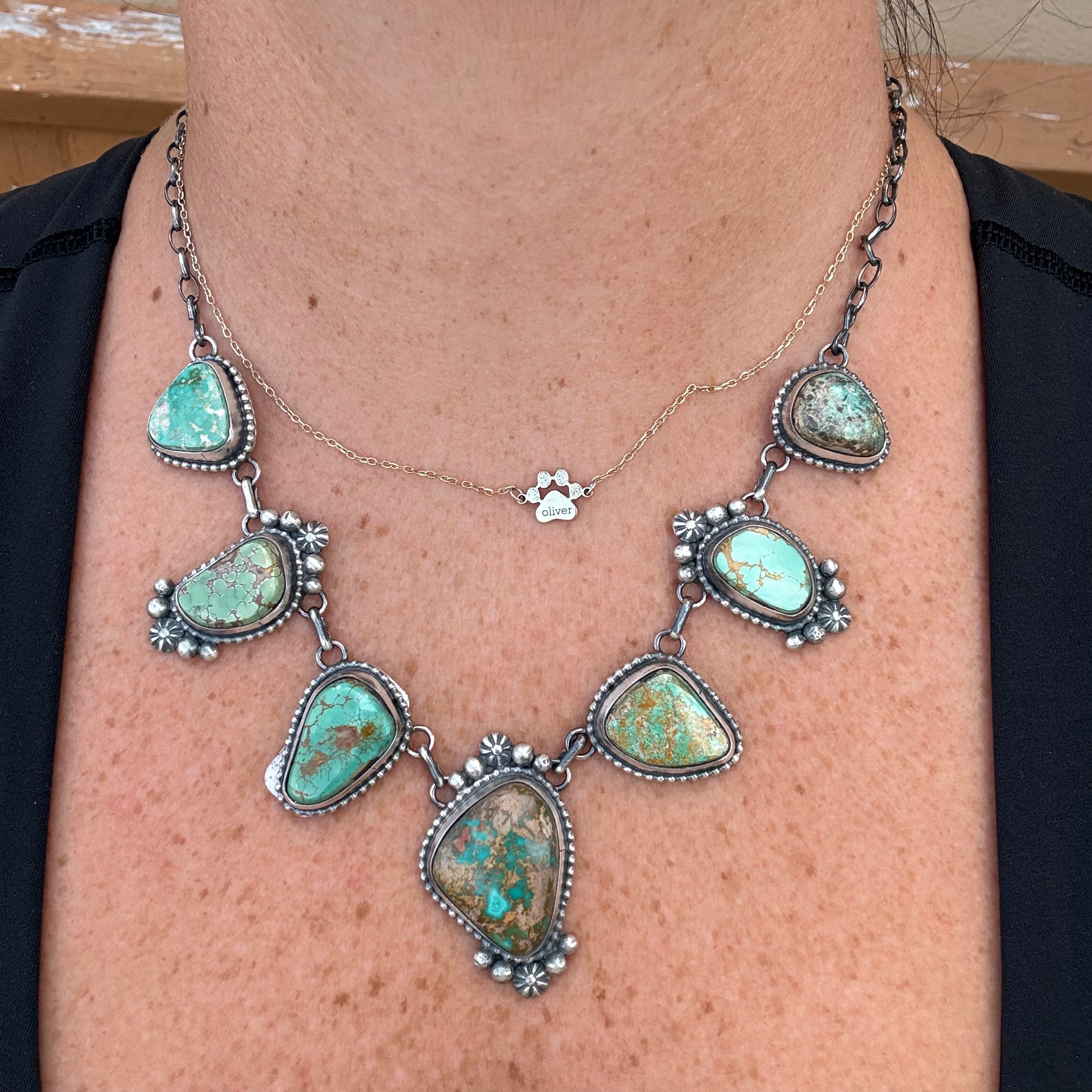 Royston Turquoise Chain Necklace and Earrings Set