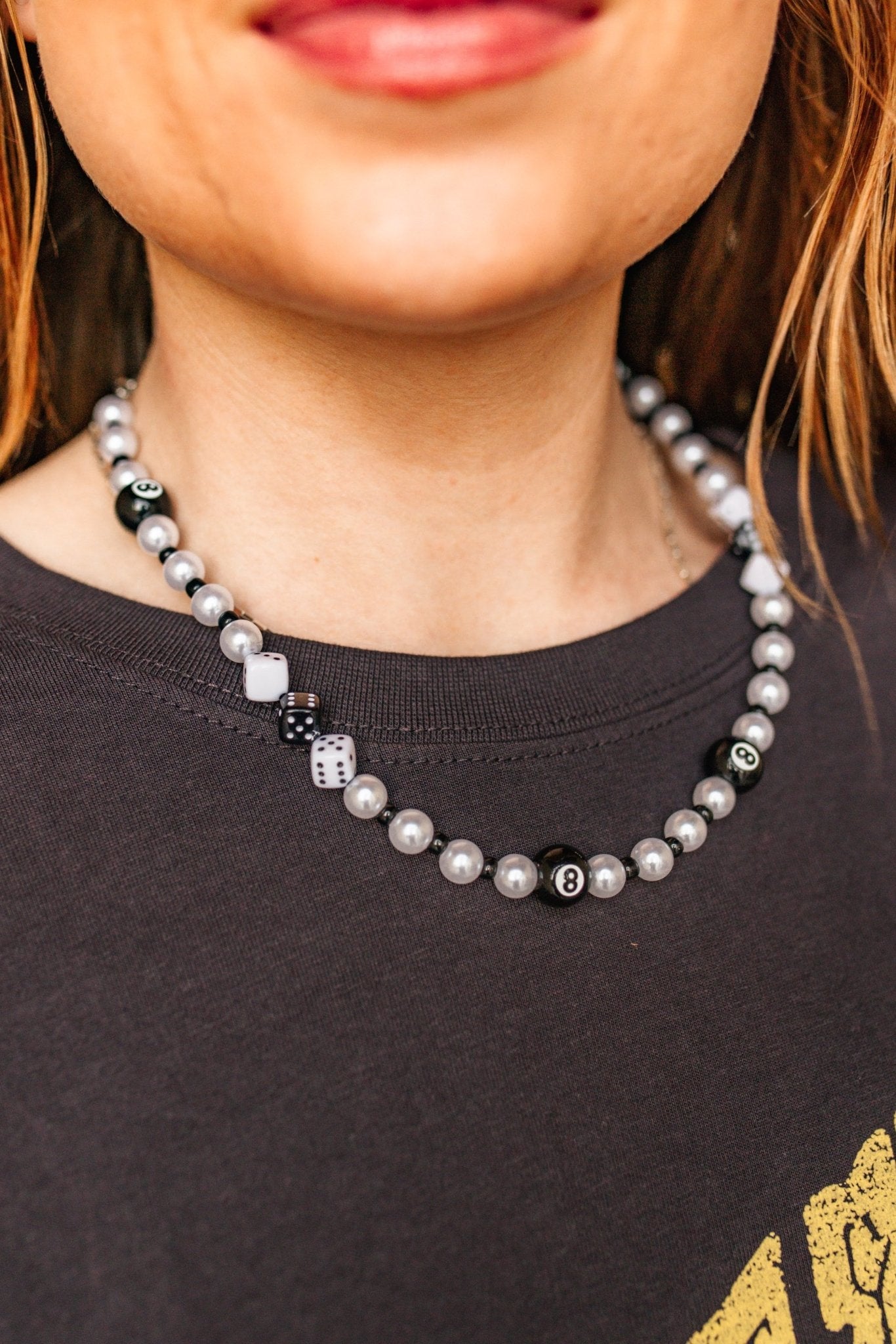 8 - Ball and Dice Beaded Charm Necklace