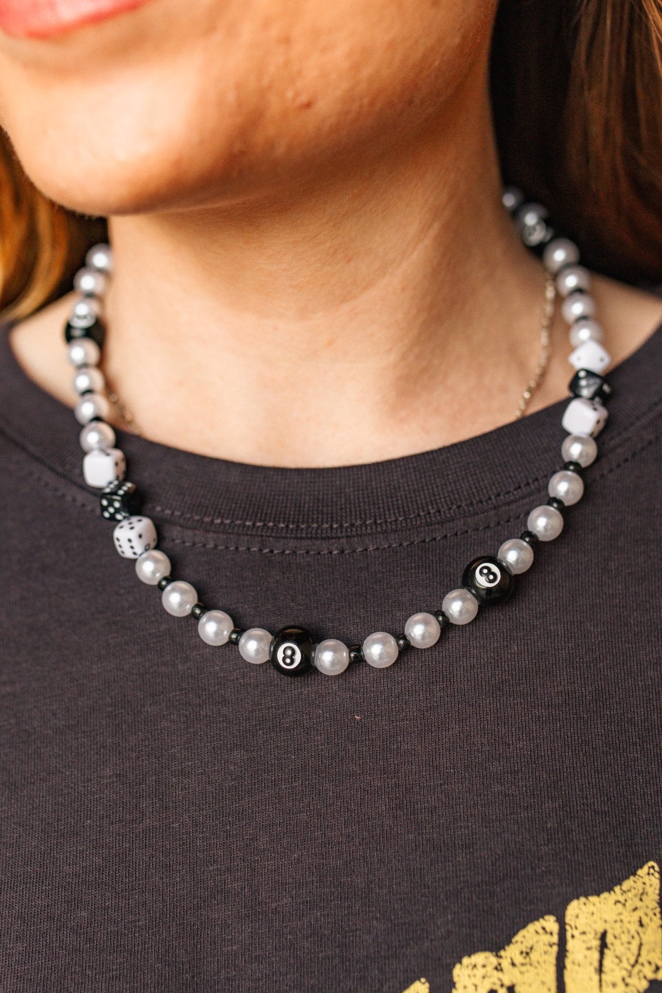 8 - Ball and Dice Beaded Charm Necklace