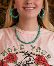 Coastal Reef Turquoise Chips Hoop Earrings