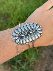 Silver Oval Concho Hinge Bracelet