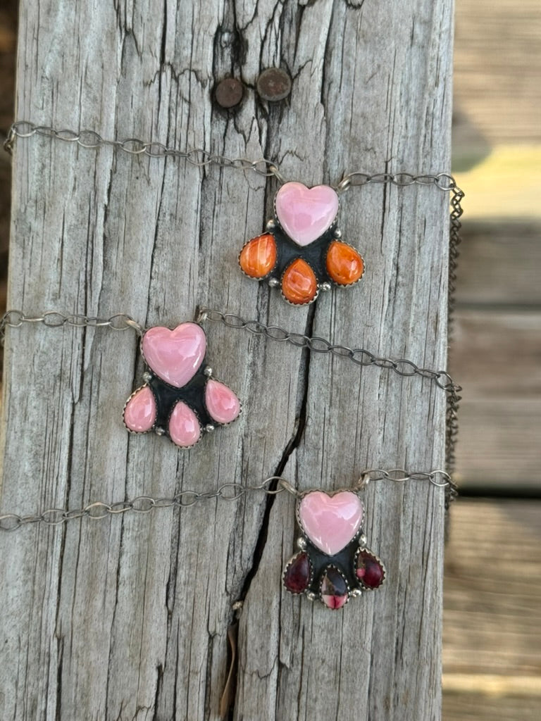 Desert Blush Pink Conch Heart Pendant