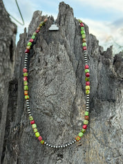 Cherry Limeade Jasper Beaded Necklace