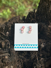 Mini Pink Conch Trilogy Stud Earrings