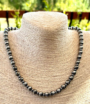 8mm Hematite Beaded Necklace