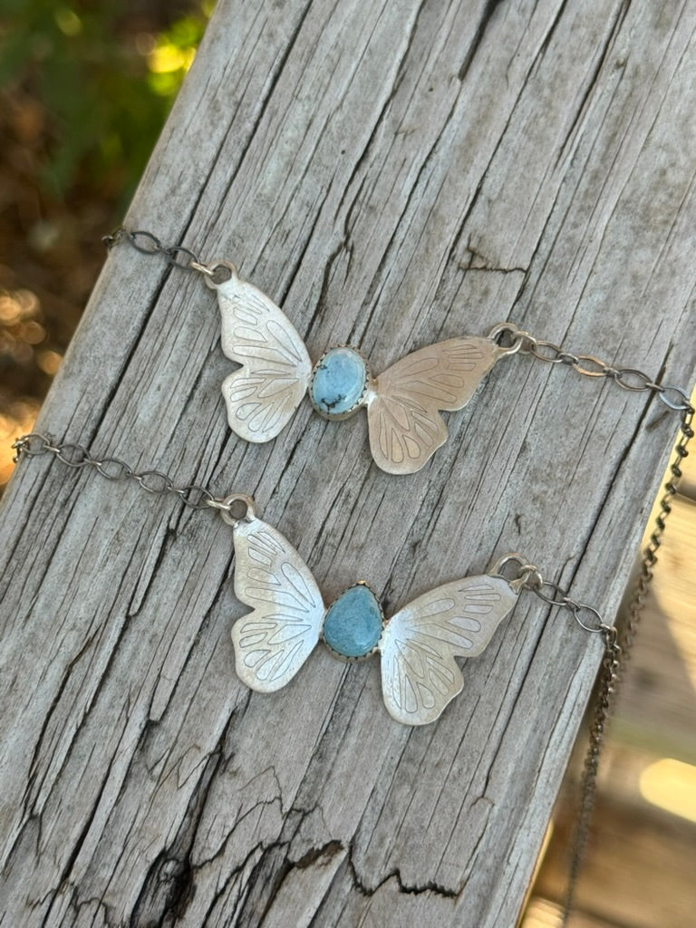 Golden Hills Etched Butterfly Necklace