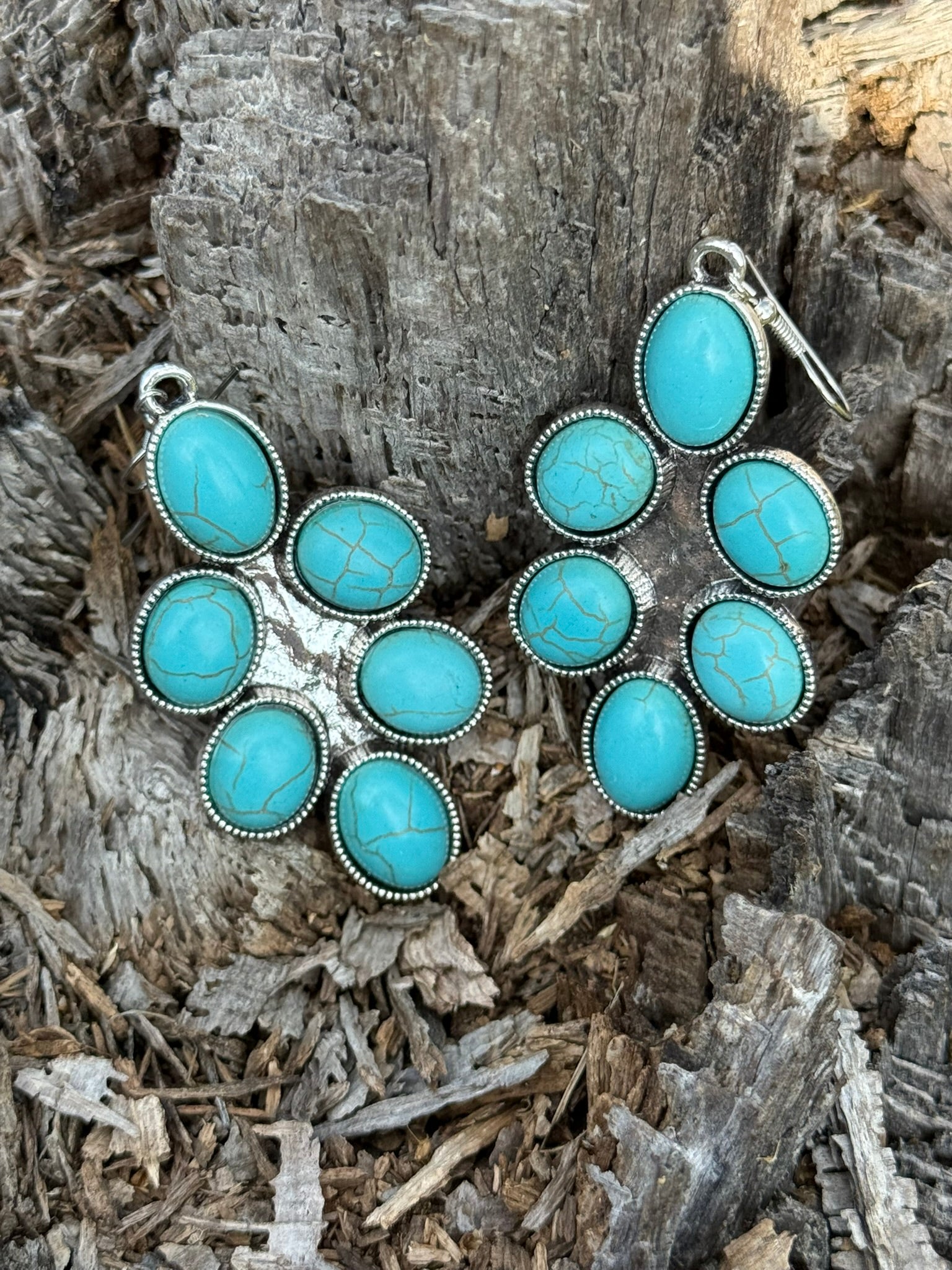 Wildflower Turquoise Cluster Drop Earrings