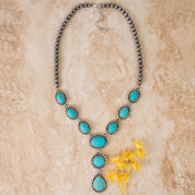 Canyon Pearl Turquoise Lariat Necklace