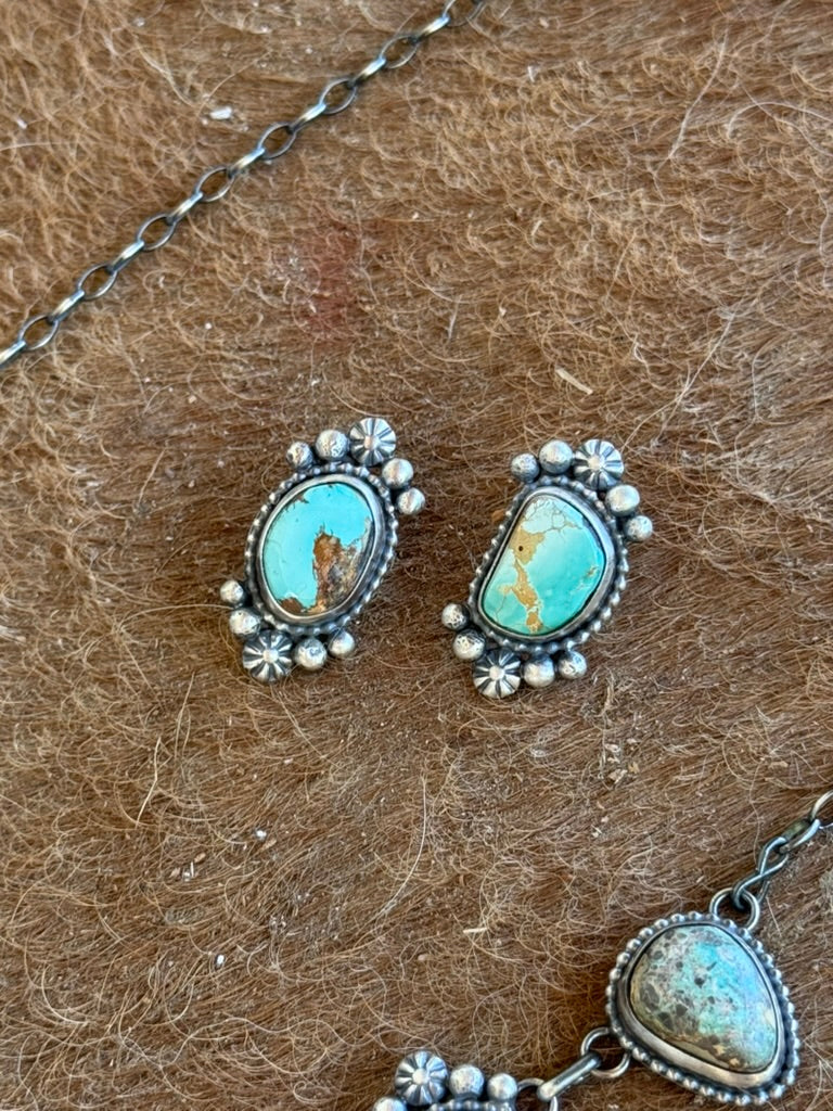 Royston Turquoise Chain Necklace and Earrings Set