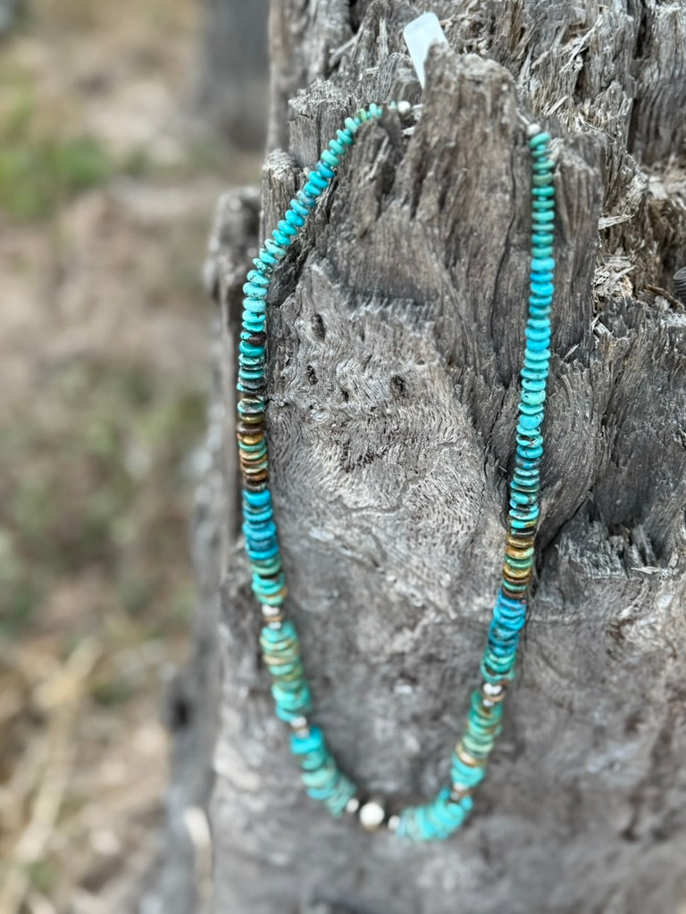 Turquoise Horizon Beaded Heishi Necklace