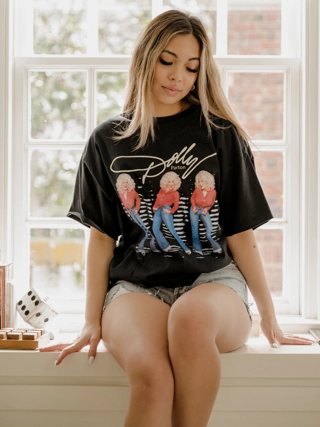 Dolly Parton Triple Threat Graphic TeeBlackS