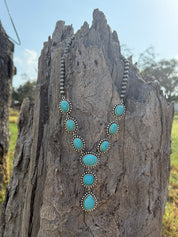 Canyon Pearl Turquoise Lariat Necklace