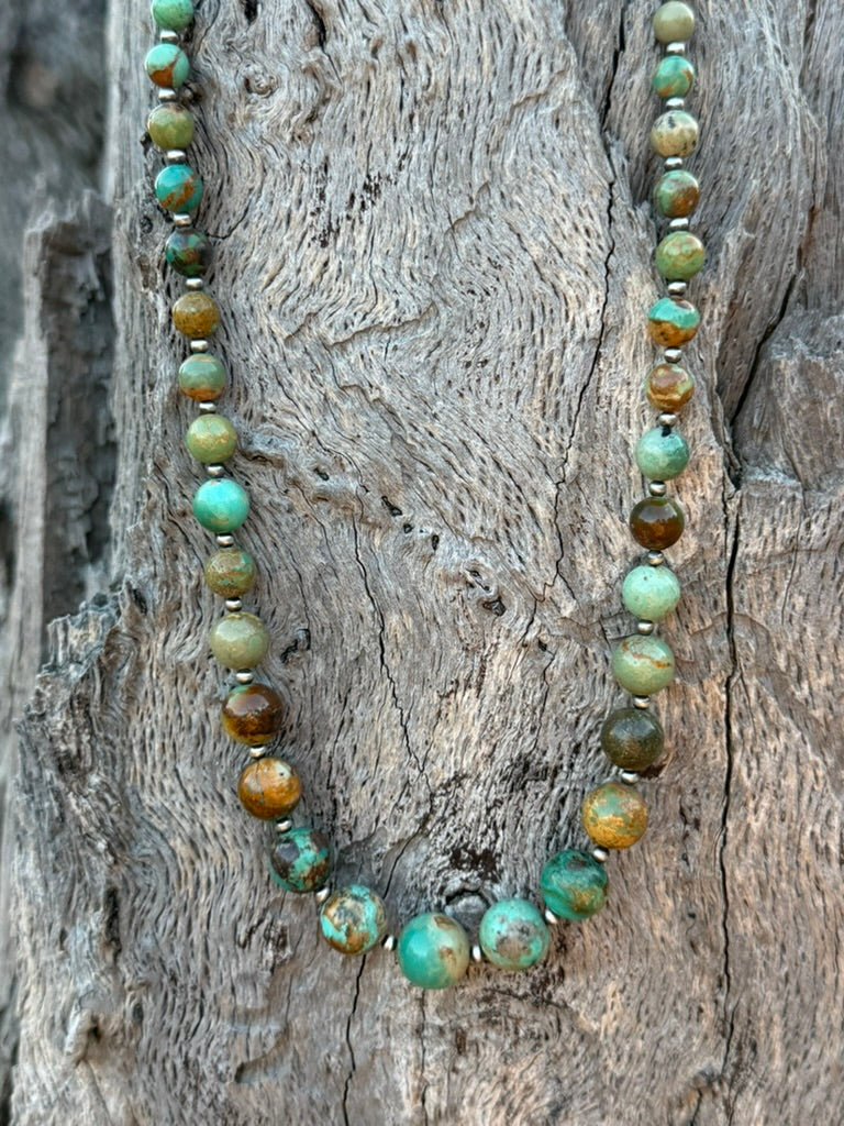 Round Graduated Turquoise Beaded Necklace