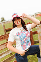 Checkered Howdy America Embroidered Trucker Hat