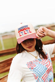 Checkered Howdy America Embroidered Trucker Hat