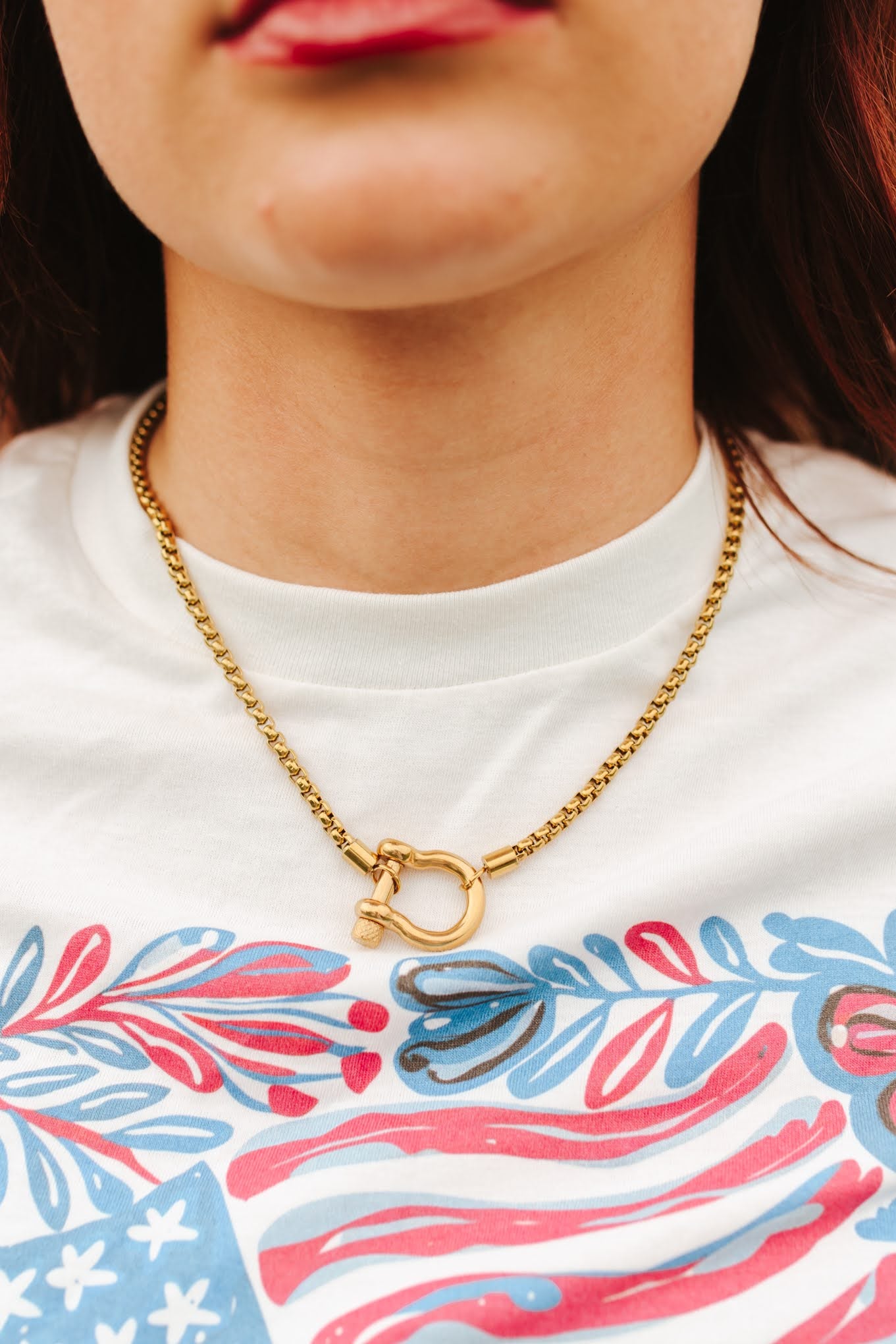 Horseshoe Carabiner Necklace - Gold