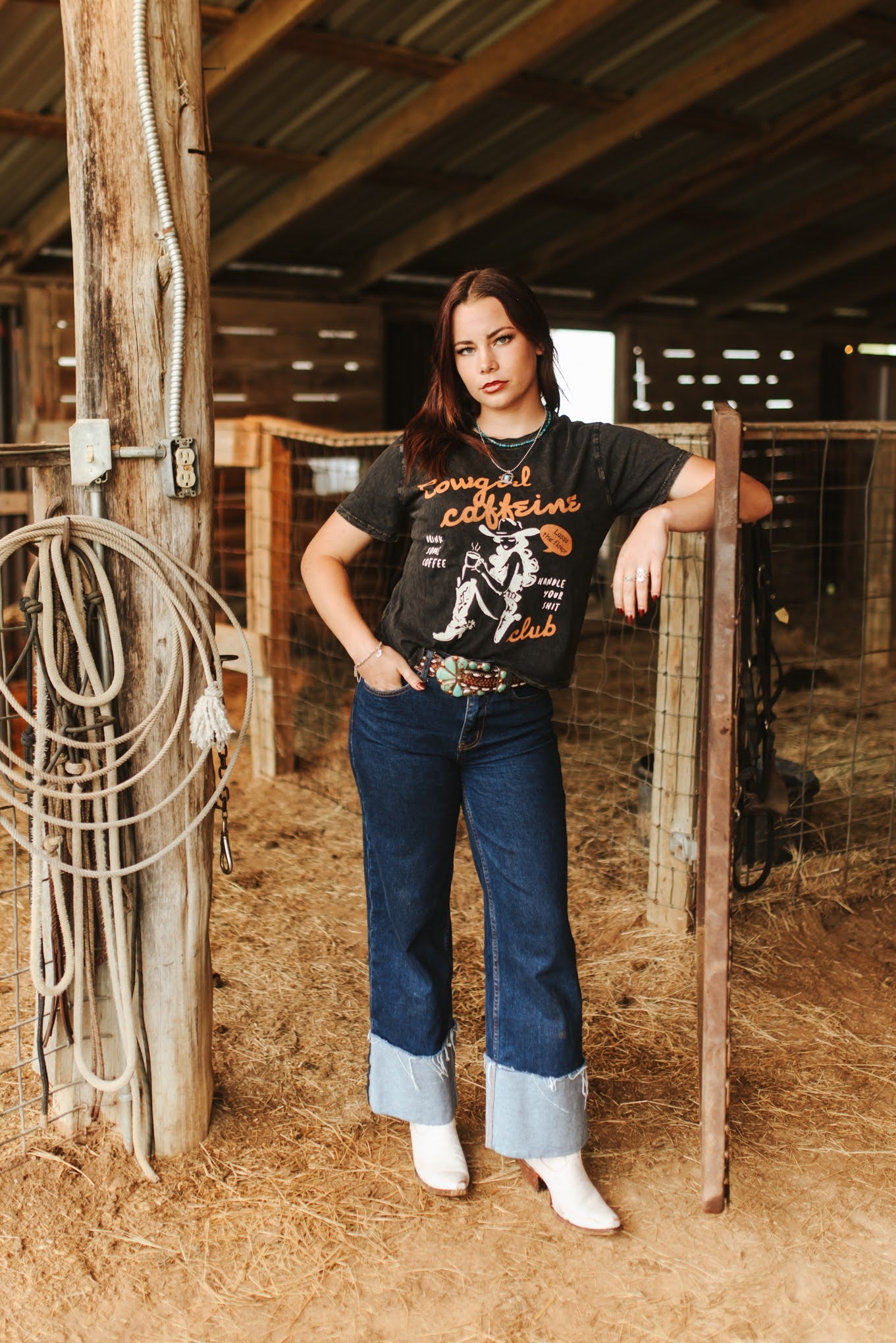 Cowgirl Caffeine Club Boxy Graphic TeeS