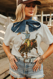 Denim Bow Dickey Collar