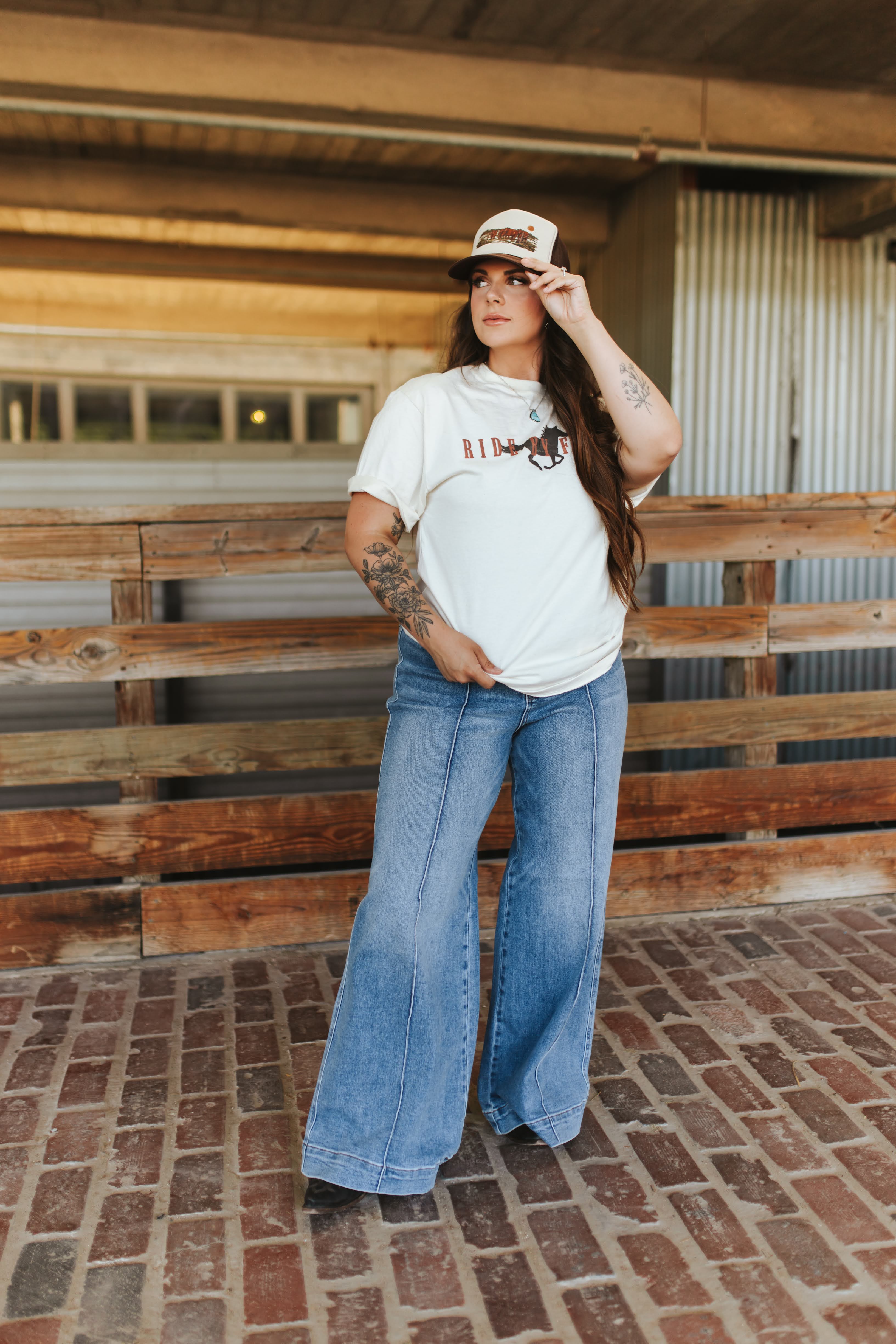 Judy Blue Seamed High-Rise Wide Leg Jeans