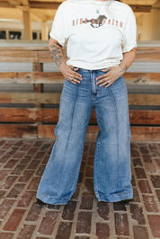 Judy Blue Seamed High-Rise Wide Leg Jeans