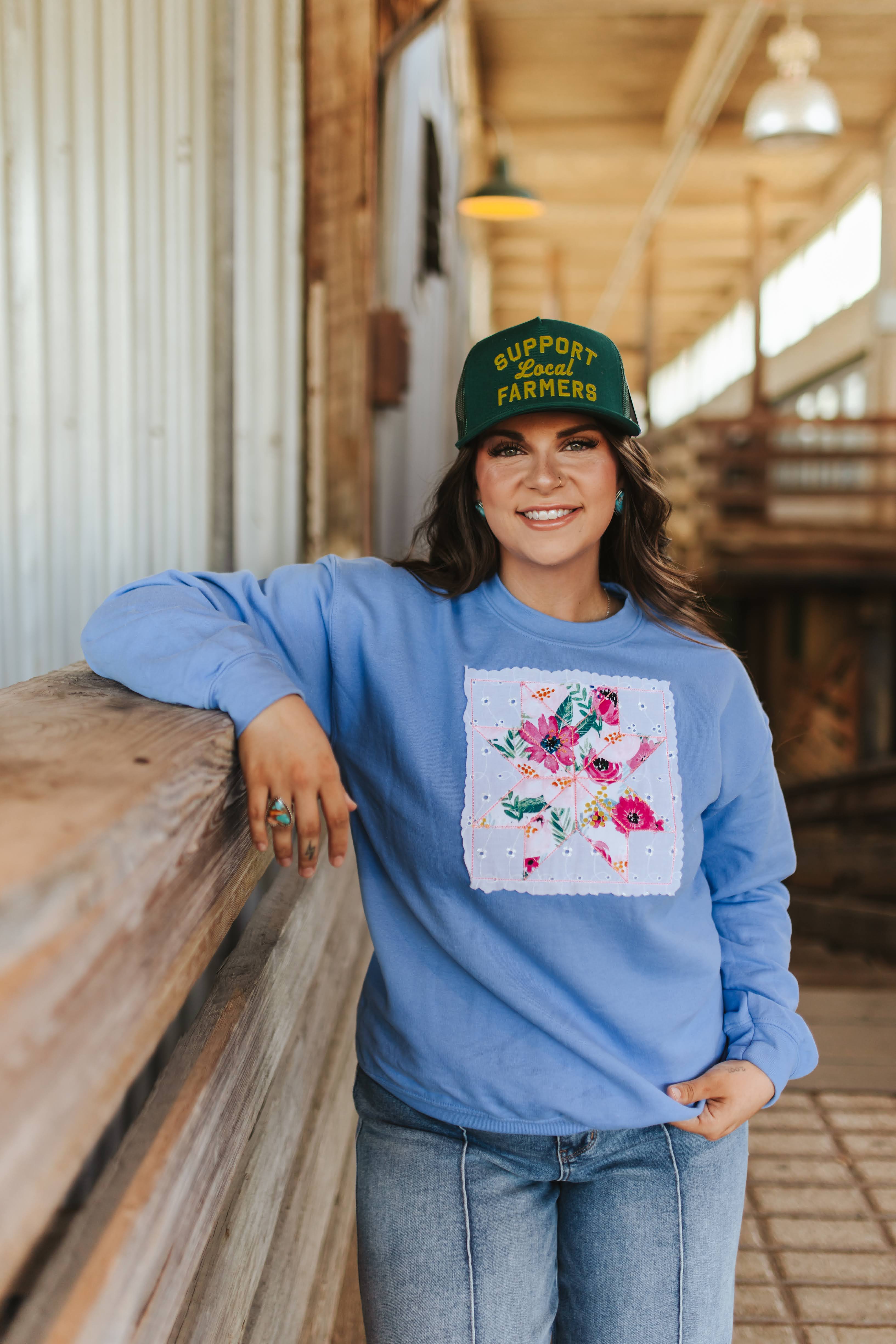 Pink Floral Patchwork Sweatshirt