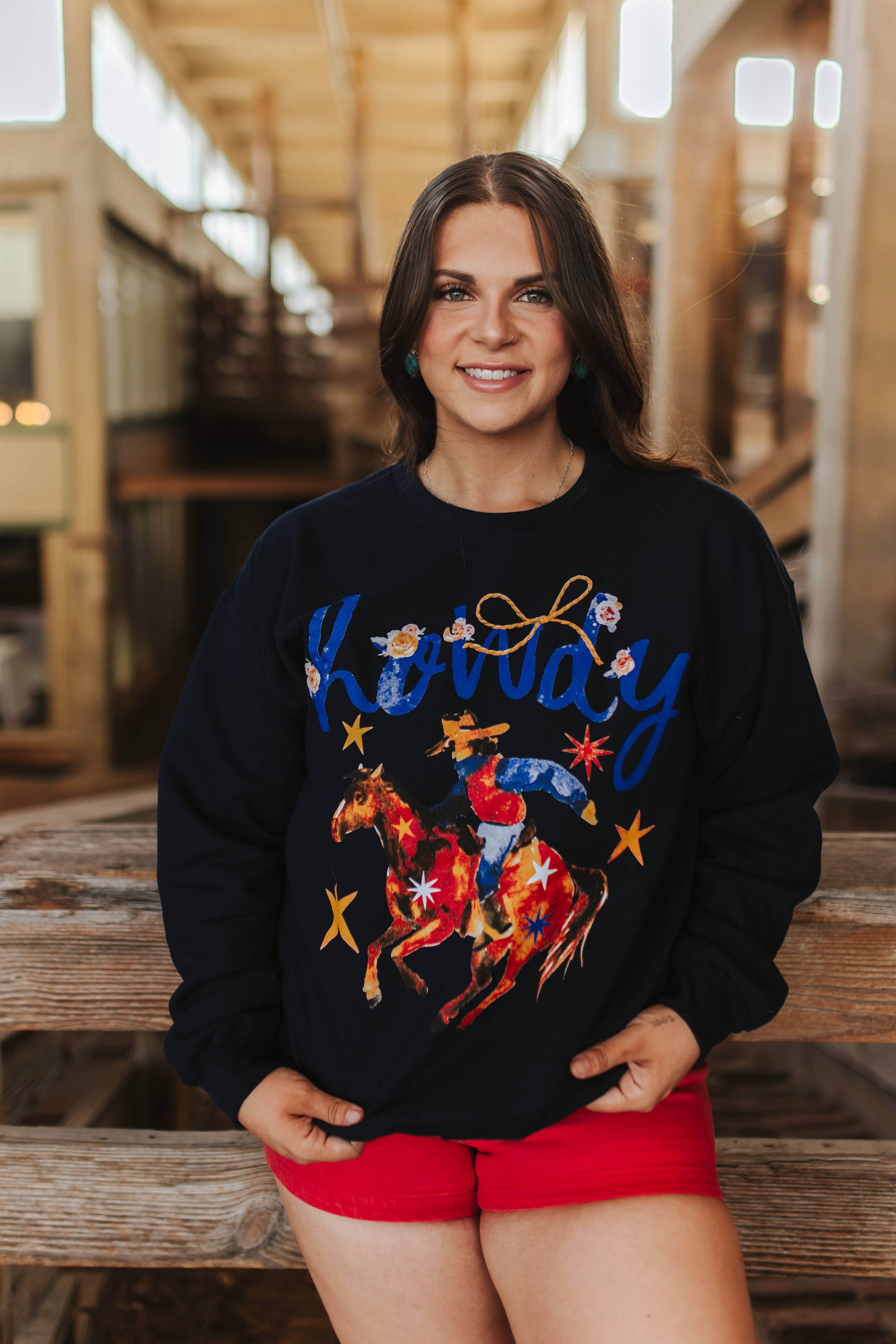 Starry Howdy Bucking Horse Graphic Sweatshirt