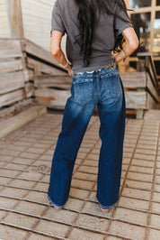 KanCan Mid-Rise Classic Deep Denim Wide Leg Jeans