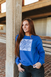 Blue Floral Patchwork Sweatshirt