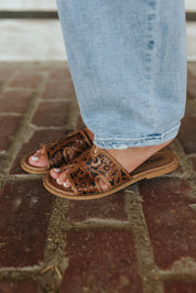 Sierra Bloom Tooled Leather Sandals