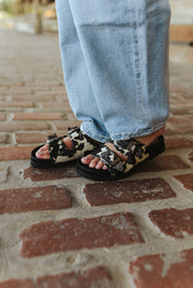 Western Cowhide Double Buckle Leather Sandals